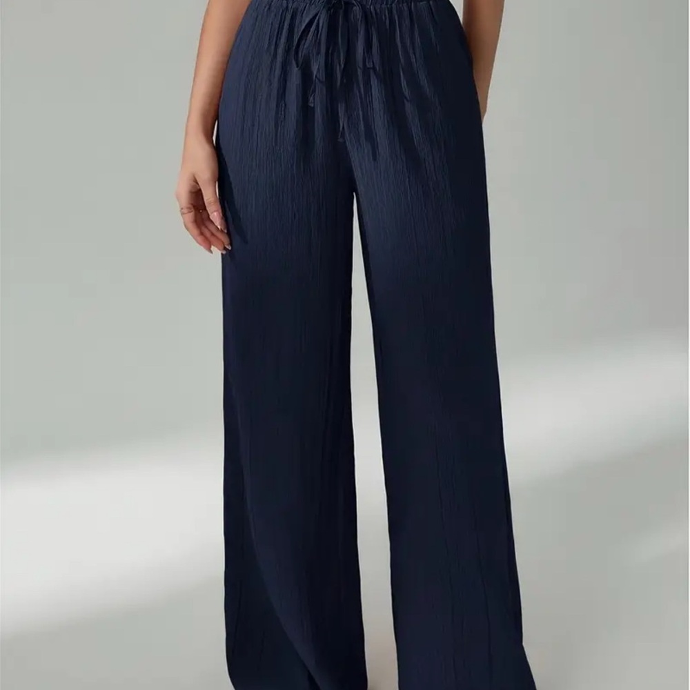 Women's Navy Wide-Leg Pants
